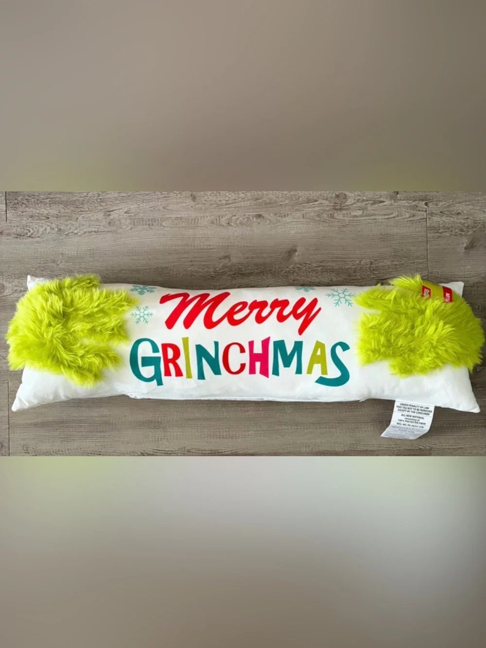 Merry Grinchmas Decorative Lumbar Pillow 32” x 10” Brand New With Tags